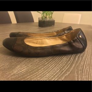 Coach Signature Brown & Black Flats Sz 10